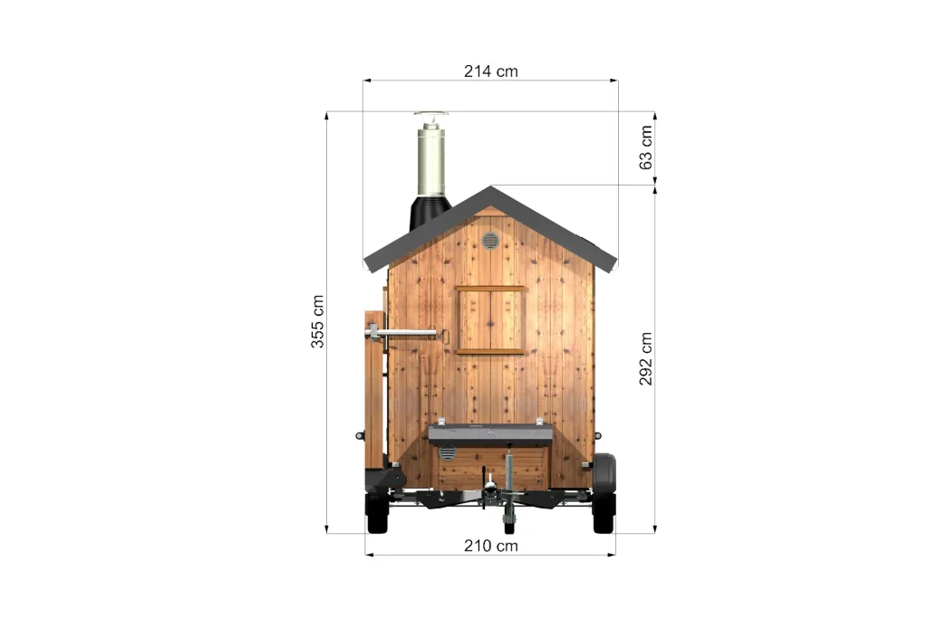 Vuokraa sauna, peräkärrysauna mitat